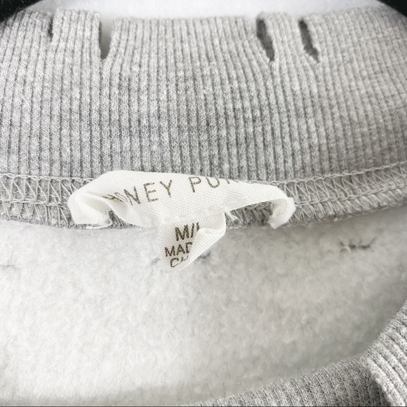 Honey Punch Distressed Grey High Neck Sweatshirt Oversized - Picture 4 of 9